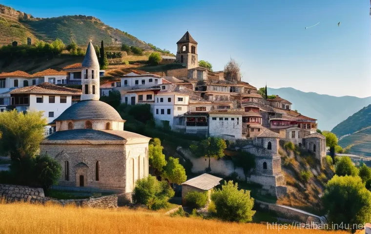 알바니아 종교 분포 - **Historical Coexistence in Berat:** A serene, wide-angle shot of the historic city of Berat, Albani...