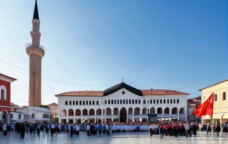 알바니아 종교 분포 - **Historical Coexistence in Berat:** A serene, wide-angle shot of the historic city of Berat, Albani...